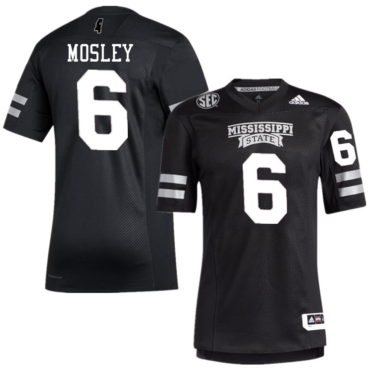 Men #6 Jordan Mosley Mississippi State Bulldogs College Football Jerseys Stitched-Black